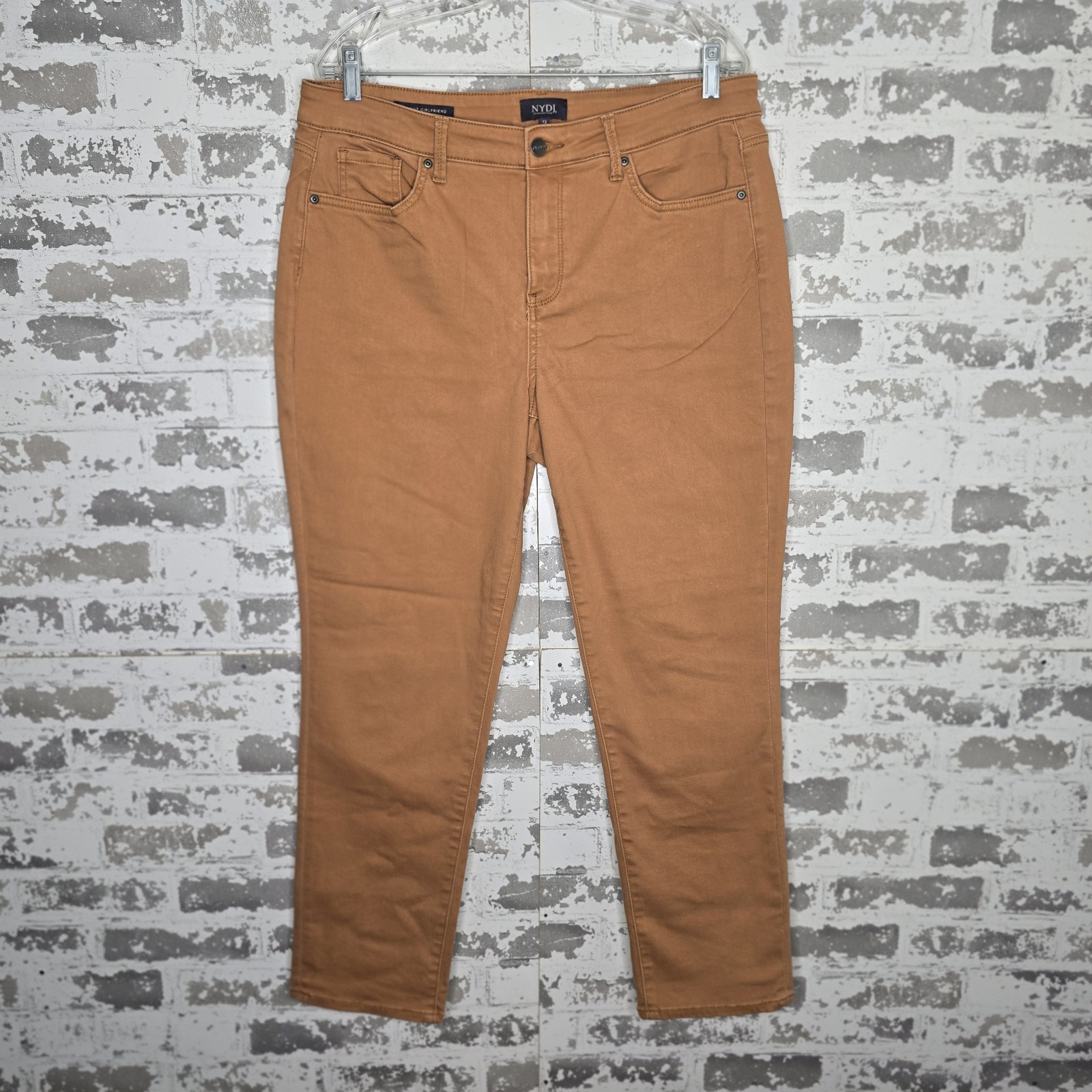 Womens 12 Margot Girlfriend Pumpkin Stretch Denim High Rise 
