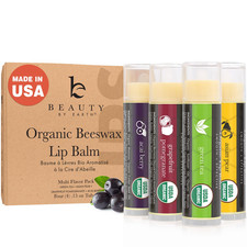 USDA Organic Lip Balm - USA Made with Natural Ingredients, 4 Pack Multi Flavor L
