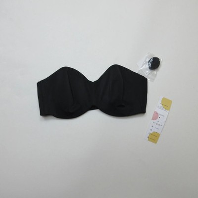 Lemorosy Damen Trägerloser BH 38DD Schwarz Bügel Gepolstert Komfort Multiway