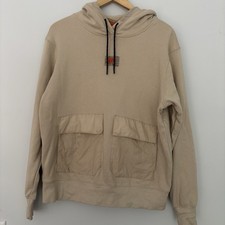 Nike Tan Hoodie Sweatshirt Size Small Front Pockets Rubber Logo Speckled Street