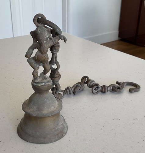 Vintage Tibetan Bronze Temple Hanging Bell Dancing Ganesha