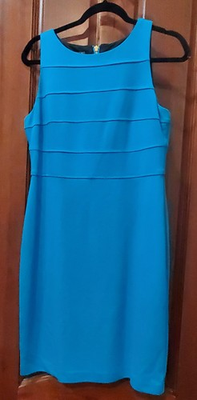 #ad MUSE size 10 fits 8? turquoise ponte knit scoop neck sleeveless pencil dress $12.75