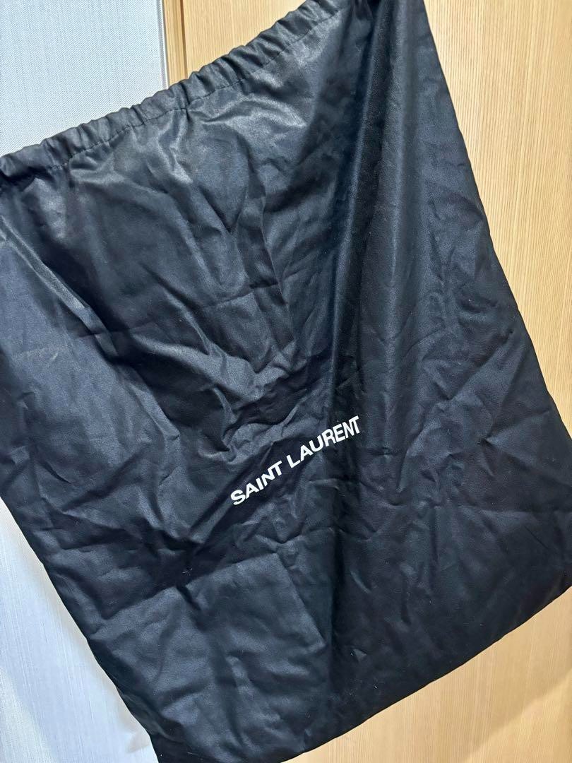 SAINT LAURENT Borsa tote con logo rafia paglia frange tote bag pelle blu navy 4...