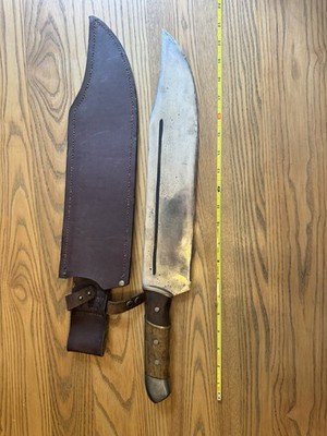 CUSTOM MASSIVE BLACKSMITH HAND MADE STEEL HUNTING BOWIE FULL TANG KNIFE W/Sheath