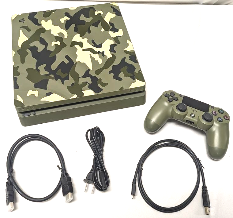 Sony PS4 Slim 1TB Console Call of Duty WWII Camo Green Limited Edition Bundle
