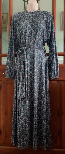 BNWT Vtg Look Stretch Jersey Midi Maxi Dress + Belt Size 14 Does 70s Boho - Picture 3 of 7