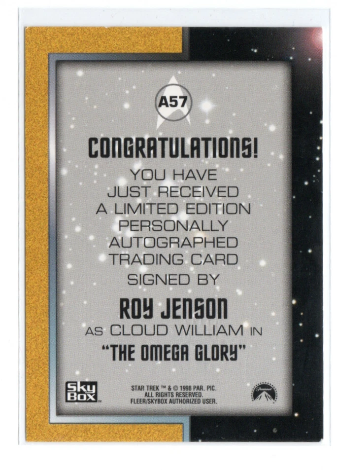 Star Trek Original Series Season 2 Autograph A57 Roy Jensen as Cloud William - Image 3 of 4