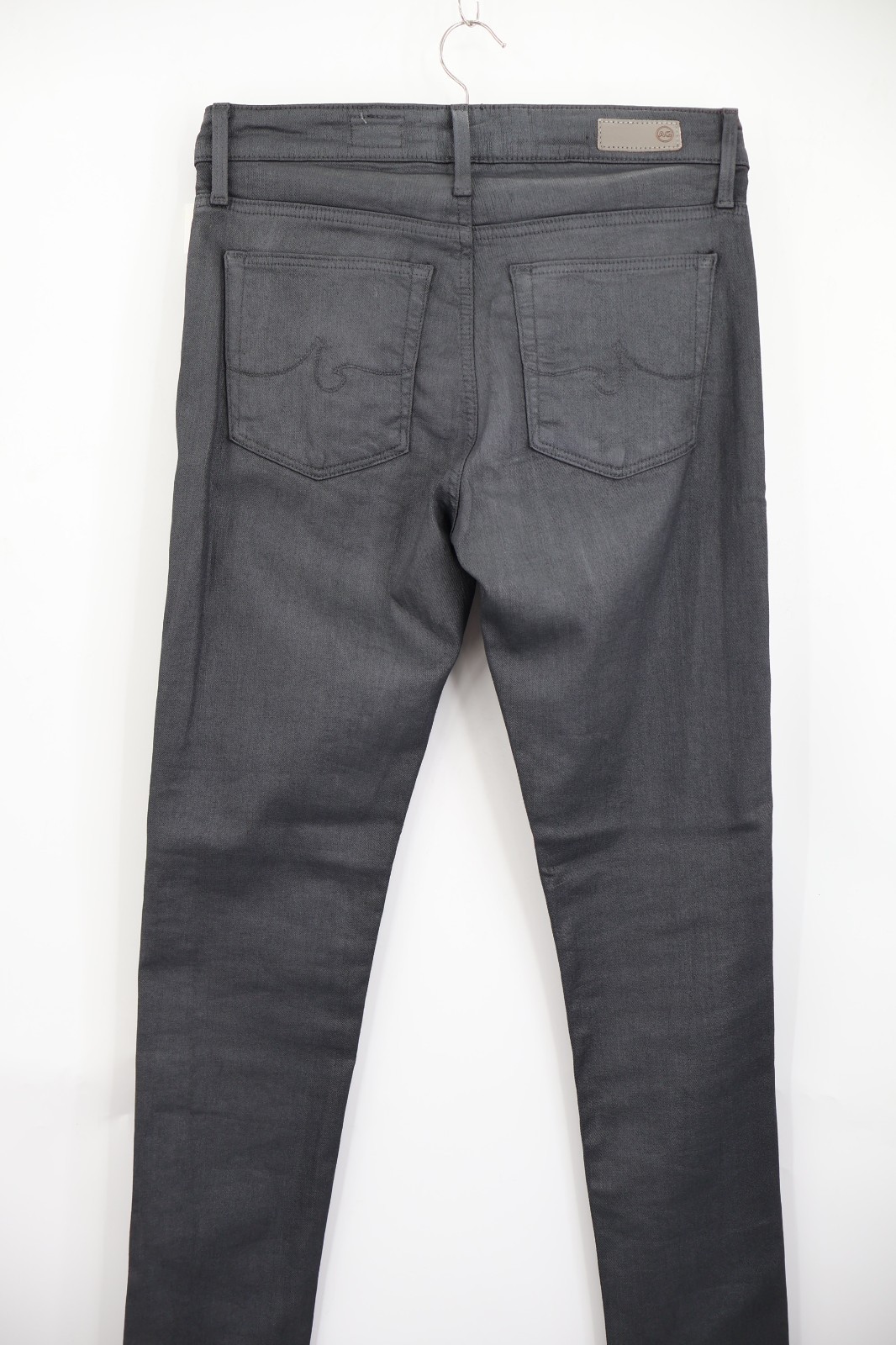 AG Adriano Goldschmied The Farrah Skinny High Rise Jeans Size 27R Gray Coated thumbnail 10