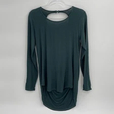 New MICHAEL STARS Shirt Drape Back Long Sleeve Green Top Women's OS