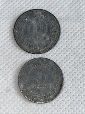 2 Notgeld-Münzen Stadt Backnang, 5 + 10 Pfennig