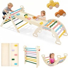 Dumos 9-In-1 Pikler Triangle Set For Toddlers Foldable Montessori Climbing Toys