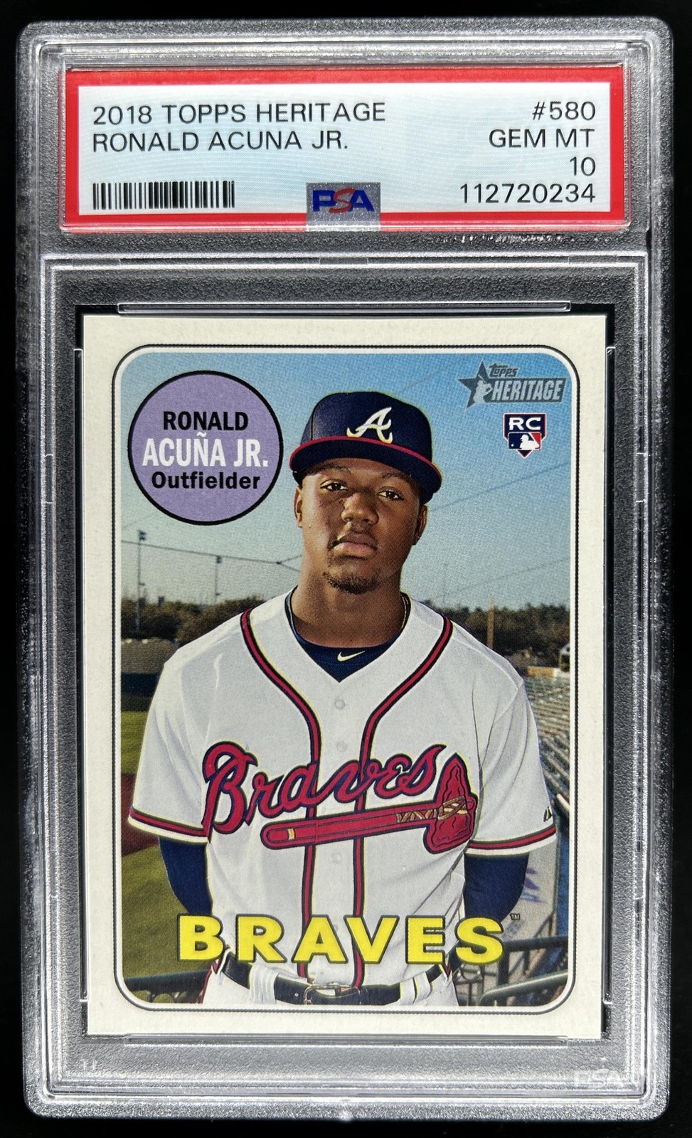 2018 Topps Heritage Ronald Acuna Jr. Rookie RC #580 Braves PSA 10 GEM MINT