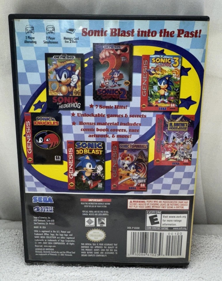 Sonic Mega Collection Players Choice W Inserts Nintendo GameCube Sega Manual - Image 2 of 4