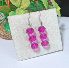 Sparkly Rondelle Crystal Drop Earrings on 925 Silver Wires - New Colours!