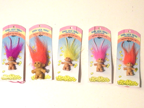 LOT/7 TROLLS-RUSS 5 good luck-1 Treasure Trolls, 1 Vintage TROLL orange hair-VTG - Picture 14 of 16