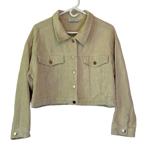 Living my best style x pink Lilly corduroy cream crop slouchy jacket size XL - Picture 3 of 10