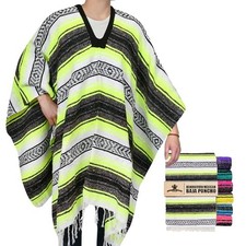 Traditional Mexican Baja Poncho Men and Women Authentic Gaban One Size Yellow