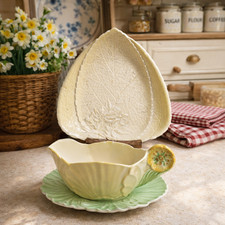 Vintage Carlton Ware Salad Ware Buttercup Creamer Foxglove Dish Set Yellow Green