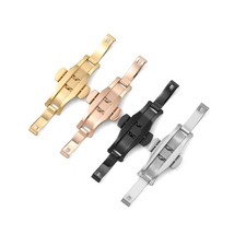 Stainless Steel Deployant Clasp Double Push Button Fold Watch Band Buckle