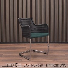 TECTA D 23 | Kragstuhl Schwarz Stoffsitz Grün | Freischwinger Stuhl Armlehnstuhl