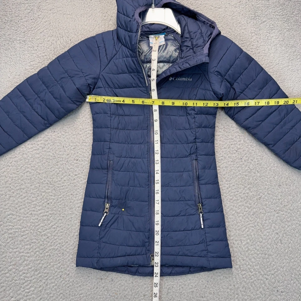 Jaqueta Columbia Puffer Juvenil Meninas XXS Azul Omni-Heat Zíper Completo Casaco Externo - Imagem 2 de 4