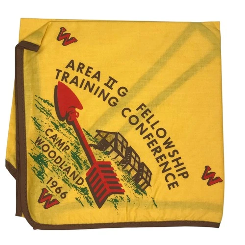 1966 Camp Woodland Area II G Fellowship Conference Neckerchief BRN Bdr (LB3219)