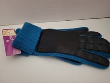 Vintage Blue Acrylic/Black Vinyl Gloves New With Tags