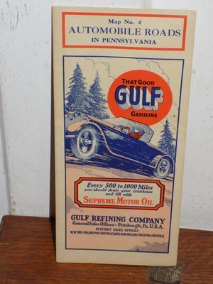 Vintage Gulf No. 4 Automobile Roads Pennsylvania Road Map