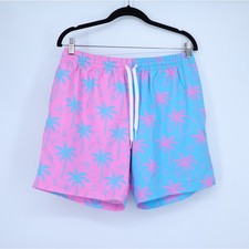 CHUBBIES Brief Lined Swim Trunks Blue Pink Palms The Prince of Prints Men's L