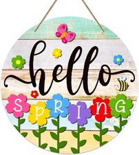 Welcome Spring Hanging Sign for Home Door Wall Porch Indoor Outdoor Decor