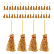 50 Pcs Mini Wooden Brooms Dollhouse Accessories For Halloween Christmas Decor