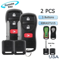 2 For 2004 - 2015 Nissan Titan Keyless Entry Remote Key Fob + Transponder Key
