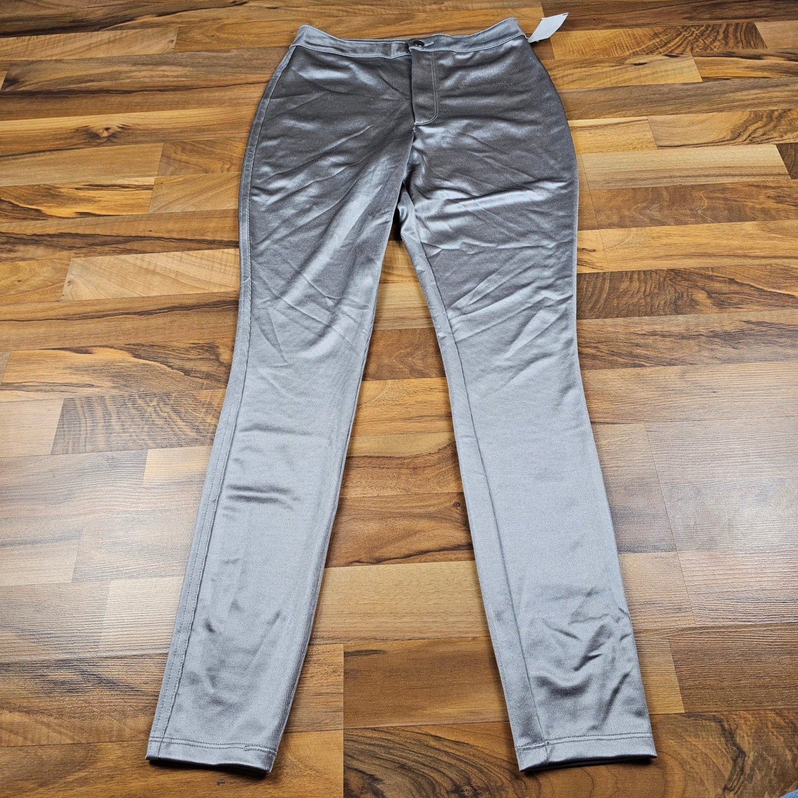 Skims Disco Pants High Waisted Metallic Silver Medium