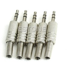 5Pieces Silver 3.5mm Stereo Headset Plug Plug Jack Adapter Connector
