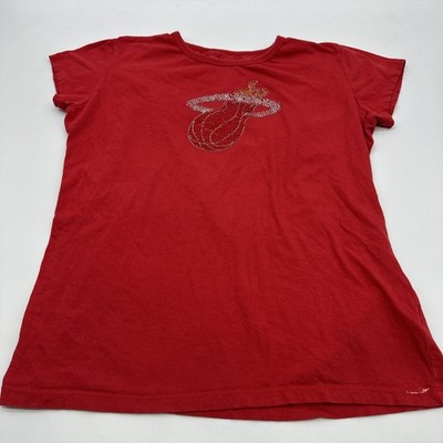 G-III 4Her Carl Banks T-Shirt Women X-Large Rhinestones Miami Heat Red.#34313