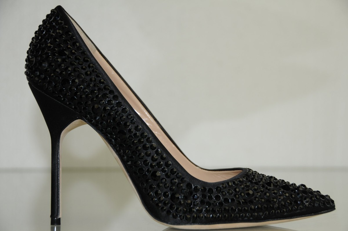 Escarpins Manolo Blahnik BB Crystal - Noir Taille 40, Neuf Avec Boîte
