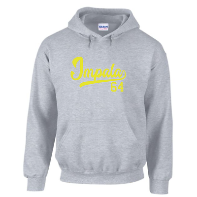 Impala 64 Script Jersey Hoodie – Gildan Heavy Blend, Hooded, Graphic Print, All Colors & Sizes
