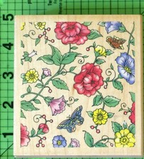 All Over Floral 3000G Wood Mounted rubber stamp by Rubber Stampede Butterflies