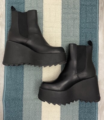 Steve Madden Platform Leather Boots Black Grunge Bratz Sz