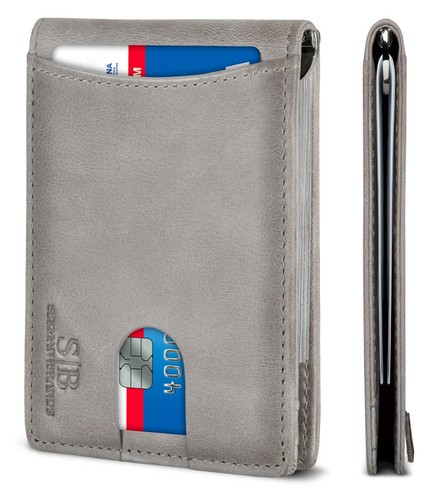 SERMAN BRANDS- RFID Blocking Genuine Leather Thin Minimalist Front Pocket Wallet - Picture 44 of 79