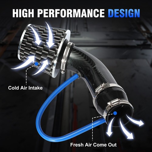 3" High Flowing 76mm Cold Air Intake Induction Pipe Hose w Intake Turbo Filter - Picture 5 of 12