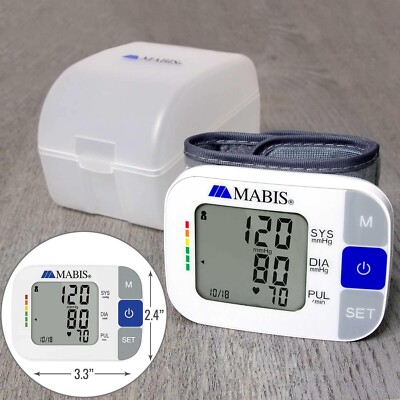 MABIS Universal Wrist Talking Blood Pressure Monitor with Storage Case Brand New