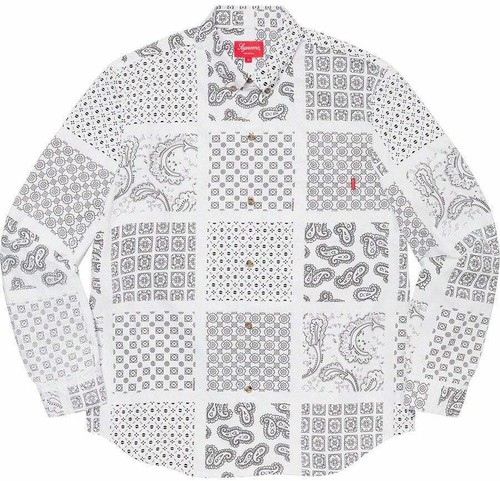 SUPREME Paisley Grid Long Sleeve Casual 