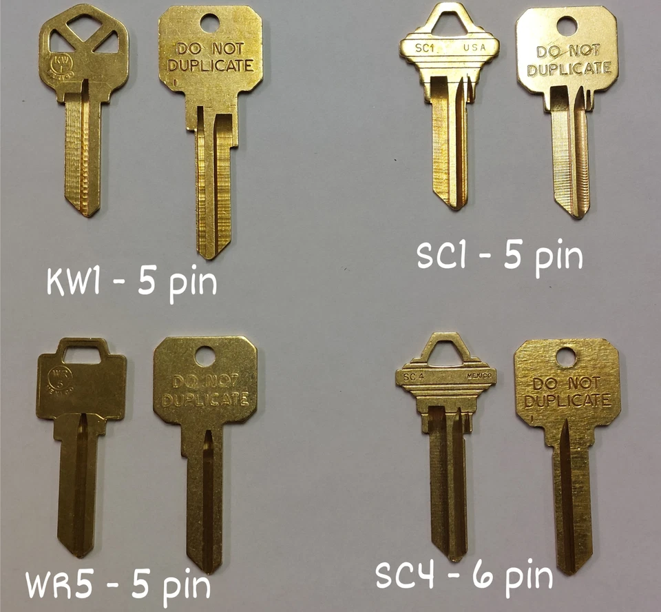 Residential Keys Cut to Code - KW1, SC1, and others - Our Key Cut to Your Code