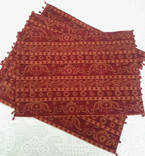 Pier 1 Red Placemats Beaded Trim -set of 4