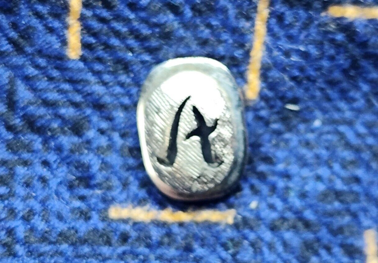 Vintage TIE TACK TIE PIN Silver Tone Oval Engraved "A" Letter Initial