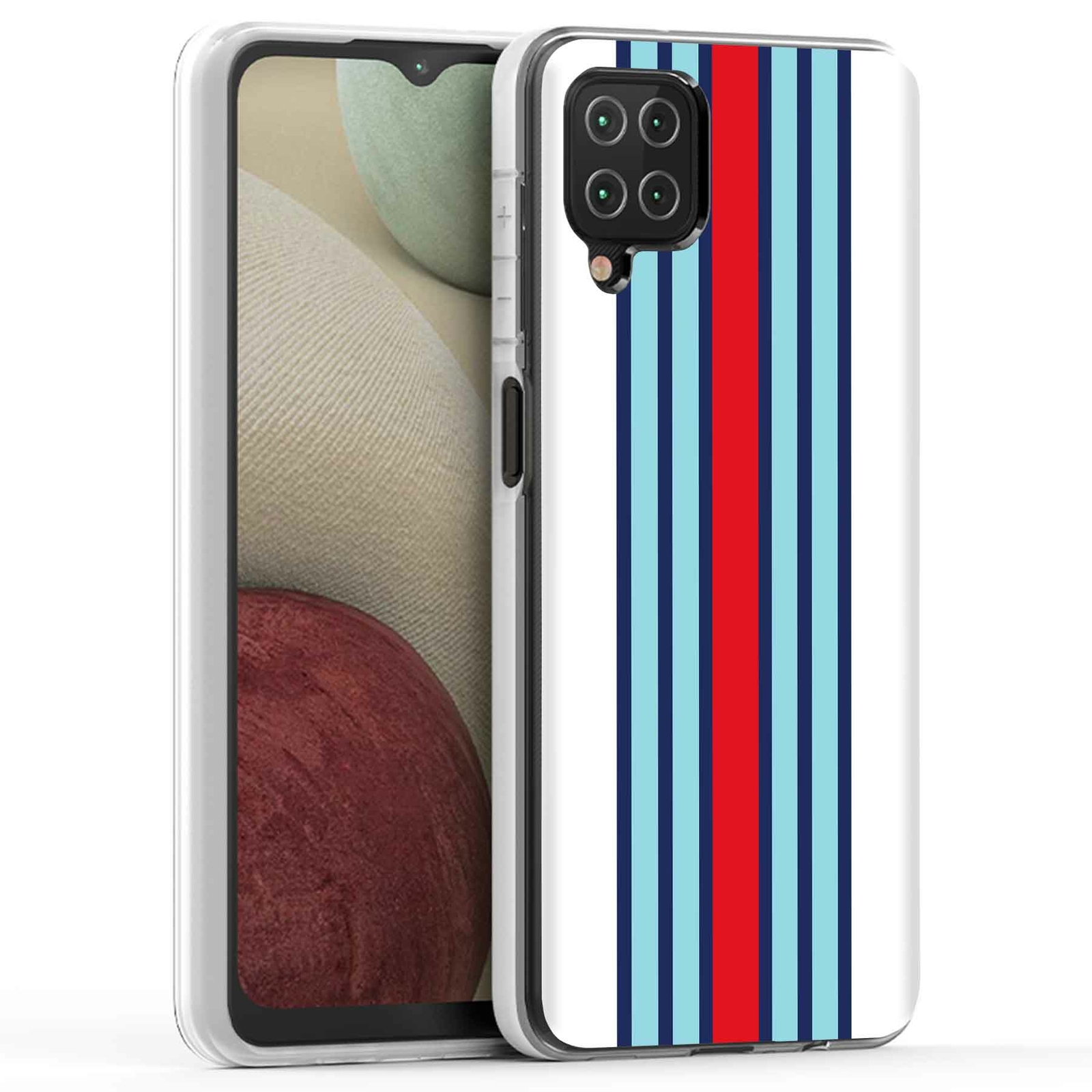 Samsung Galaxy A12 Phone Case with Racing Stripe 10 Print USA Design-image