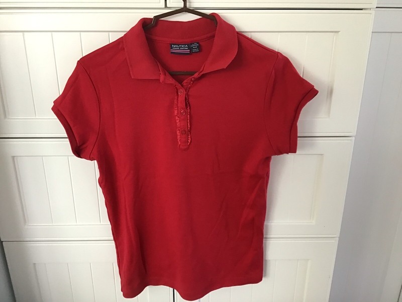 Nautica Girl’s Red Collared Cap Sleeve Top size 12.5 Plus