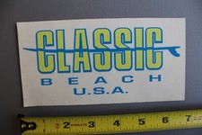 Classic Beach Clear Neon Yellow Blue Original 80's V58C Vintage Surfing STICKER