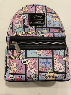 LOUNGEFLY DISNEY THE LITTLE MERMAID COMIC AOP MINI BACKPACK NEW WITH TAGS Loungefly Disney The Little Mermaid Comic AOP Mini Backpack  main image 3